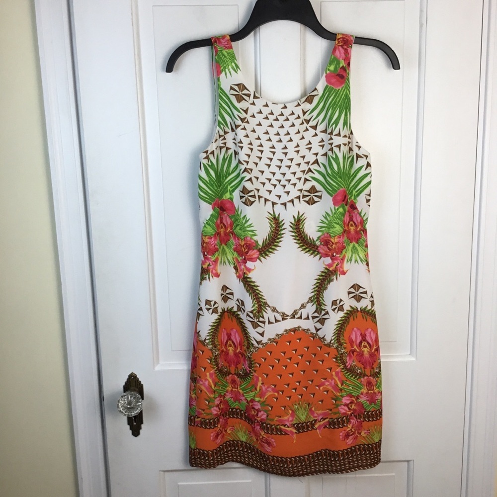 Rubber Ducky Tropical Party Tank Dress Scoop Back Sleeveless Size S